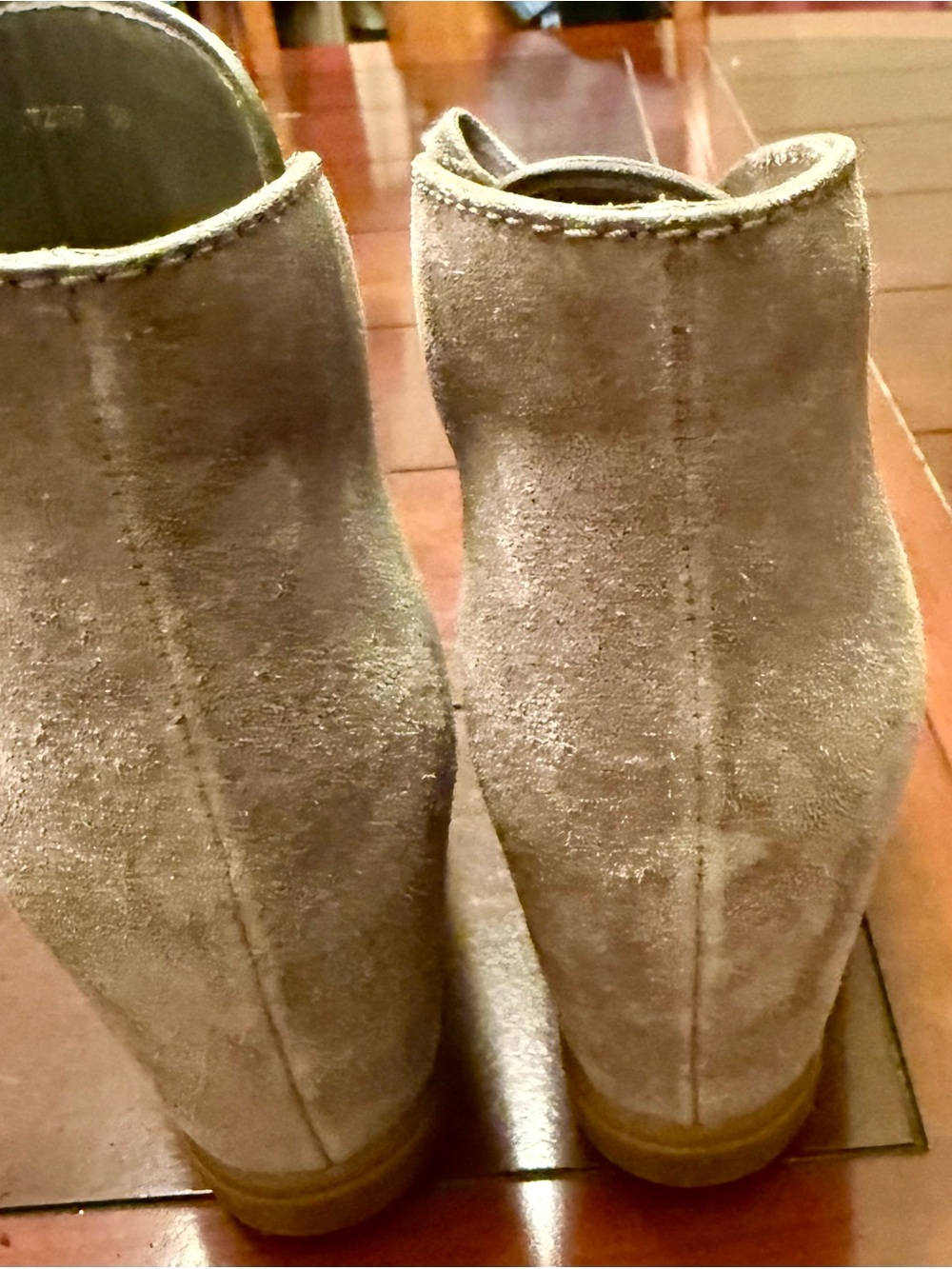 Prada Sport Suede Lace-Up Ankle Wedge Booties Grey/Taupe IT 38 US 8 - Picture 3 of 9